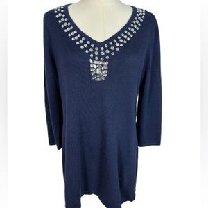 IMAN Navy Blue Tunic with Silver Embellishments
